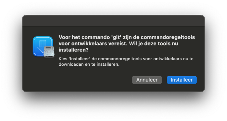 Git installatie popup